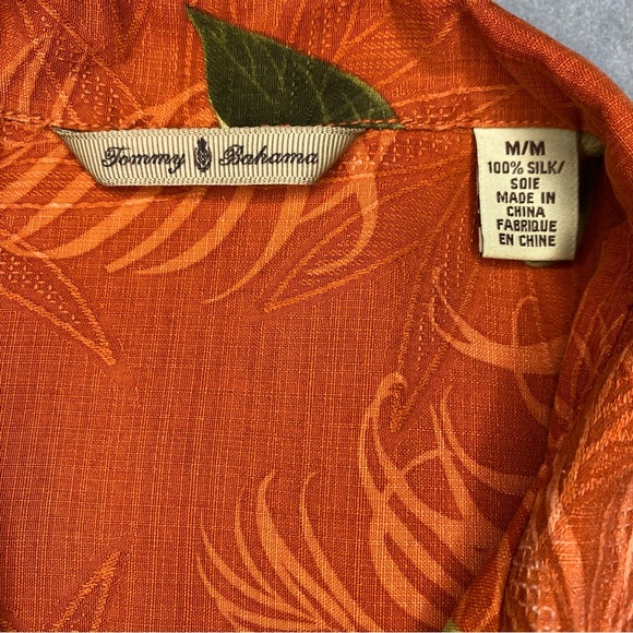 Tommy Bahama Hawaiian 100% Silk Shirt Burnt Orange & Floral Print Men’s Medium - Picture 3 of 11